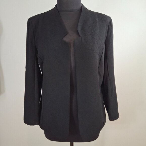 Womans Cropped Open Front Blazer Jacket Sz LG Relaxed Fit Stretchy Office Smart - Picture 2 of 14